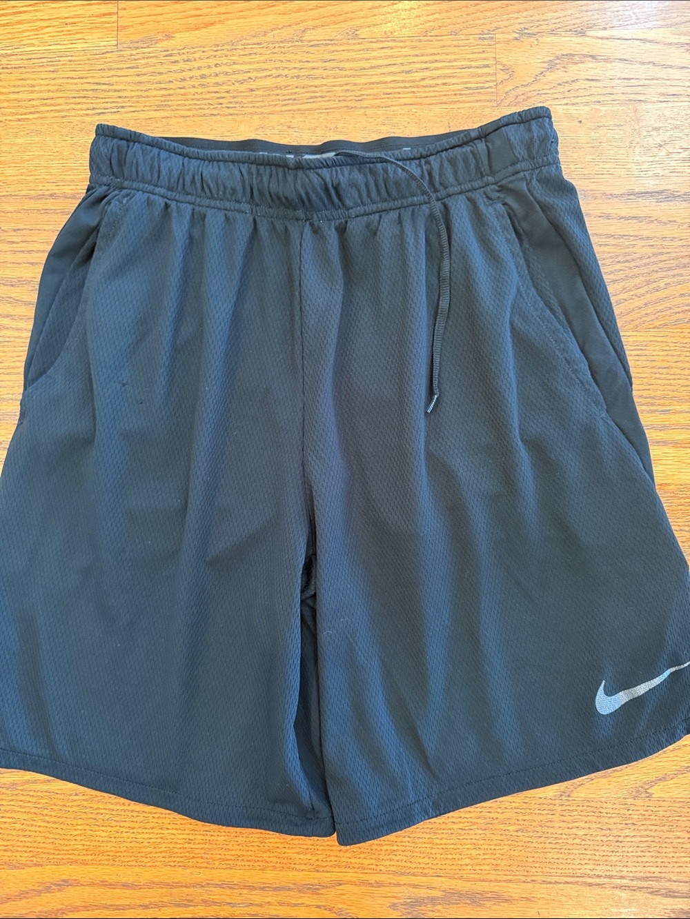 Nike Men’s Black Athletic Mesh Shorts with Reflective Swoosh